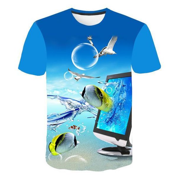 

new fish europe and america style beauty 3d trend elegant 3d print shirts harajuku horror harajuku men clothing