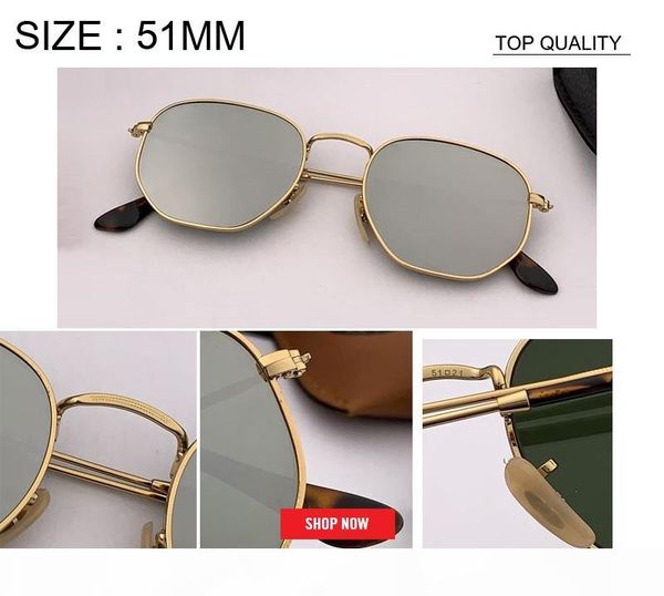 

brand 2019 designer sunglasses fashion flat sun glasses retro glass lens cool hexagon women men eyewear uv400 gafas rd3548n sun glasses, White;black