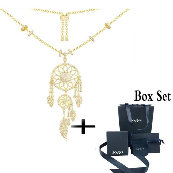 

2020 fashion dream catcher feather tassel hollow necklace zircon female feather egyptian temple wedding jewelry, Silver