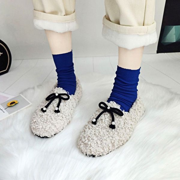 

women's flats warm plush shoes flats ladies loafers shoes soft comfortable fashion butterfly decoration female footwear y18, Black