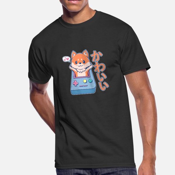 

kawaii gamer cute пастель fox футболка мужчины character tee shirt o-neck формальное fit basic spring обычная рубашка