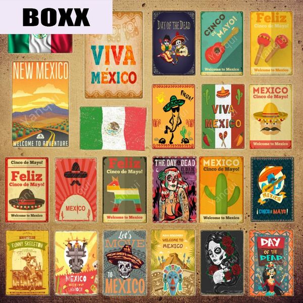 

mexican travel poster mexico flag metal tin signs feliz cinco de mayo maya viva wall sticker bar pub club home decor yi-173