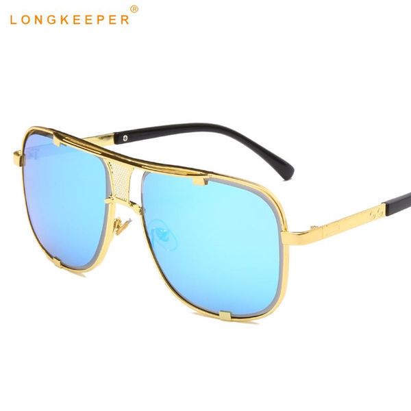 

classic oversized sunglasses men women 2020 brand designer vintage metal flat square sun glasses male shades uv400 oculos, White;black
