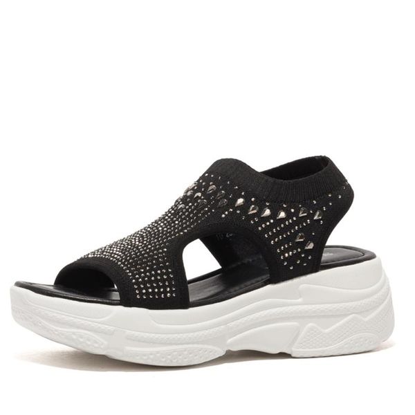 

sandals safiya women's casual wedges slip-on shoes with high heel for 2021 summer beach travelling daily, Black