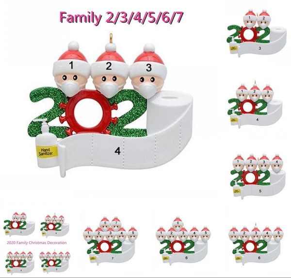 

2020 Quarantine Christmas Birthdays Party Decoration Gift Product Personalized Family Of 2 3 4 5 6 7 Ornament Pandemic Social Distancing