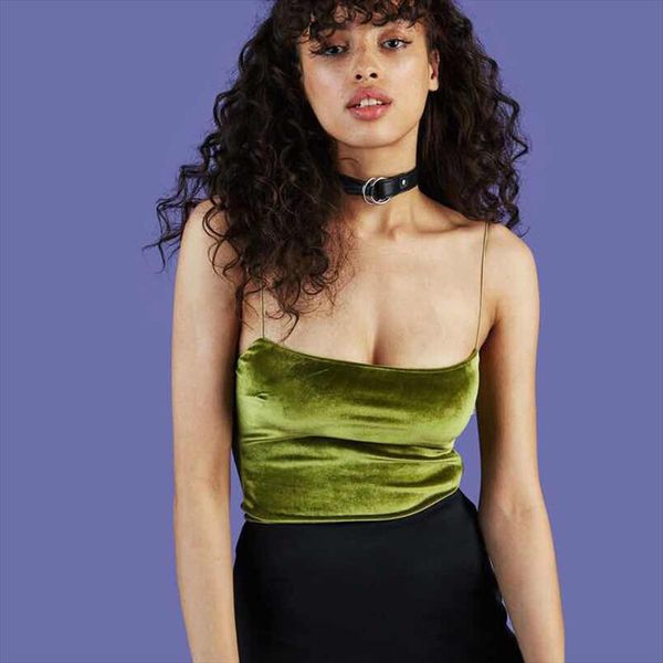 

fashion spaghetti straps tank velvet short crop 7 colors boob tube bustier brief vest t shirts, White