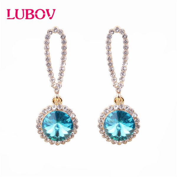

lubov 828 promotion new round blue earrings women fashion noble wedding jewelry 585 rose gold natural zircon dangle earrings, Silver
