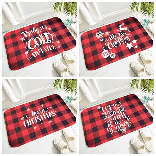 

cushion/decorative pillow 1pcs 60*40cm flannel merry christmas doormat non-slip floor mat rectangular outdoor carpet santa ornament home dec