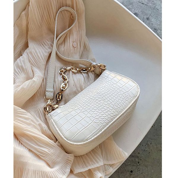 

fashion crocodile pattern baguette bags mini pu leather shoulder bags for women 2020 design hand bag female travel
