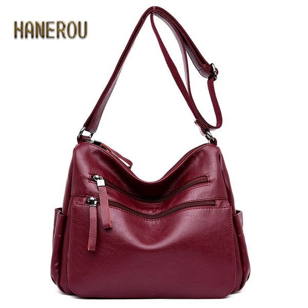 

soft leather crossbody bags for women 2020 fashion ladies bag multi-pocket shoulder bags bag sac a main femme