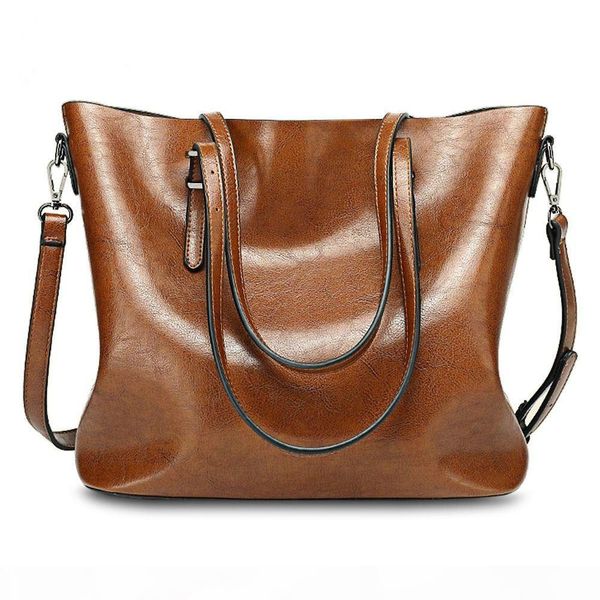 

simple design ladies large storage solid women leather handbag casual bag tote big messenger shopping bag