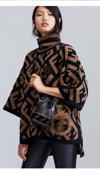 

2020 ladies sweater pullover letter double f cashmere sweater autumn and winter knitted blouse high neck female designer luxury, White;black