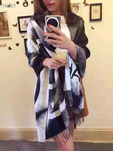 

scarf female autumn winter red korean version of joker pure color imitation cashmere warm dual use shawl long thick neck, Blue;gray