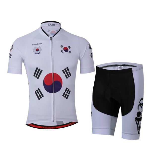 

2020 korea pro team summer cycling jersey set bicycle clothing breathable men short sleeve shirt bike bib shorts 3d gel pad, Black;blue