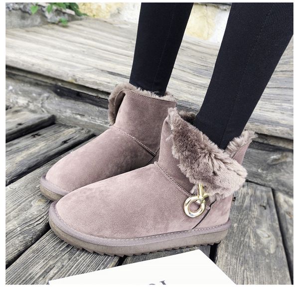 

2020 winter new korean version plus velvet warm snow boots female short tube cotton boots martin cotton shoe women, Black