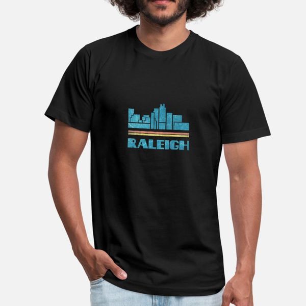 

raleigh city skyline retro cityscape 70s 8 t shirt men design short sleeve s-xxxl clothes fit new style summer style slim shirt