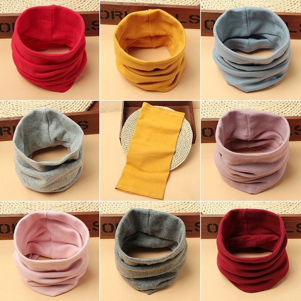 

2020 autumn and winter new cotton children's collar warm and cold-proof collar solid color baby scarf for boys girls a86, Blue;gray