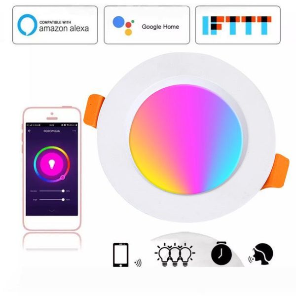 

smart led indoor lighting downlight 7w (60w eq.) multicolor changing 700lm ceiling light dimmable app controlled retrofit rec