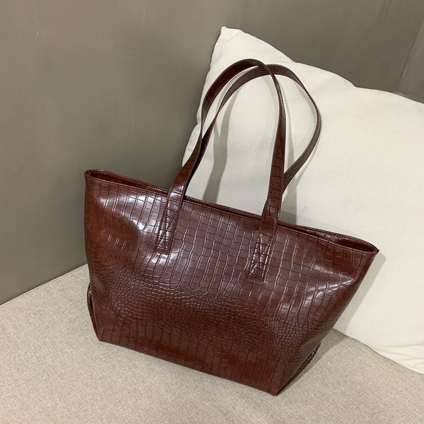 

wholesale simple crocodile pattern shoulder bag 2020 new trendy texture shopping bag handbag tote women