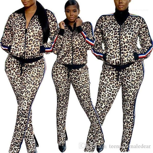 

tracksuits womens designer tracksuits leopard printed 2 pieces pants autumn casual long sleeved stand collar sports suits fashion womens, White