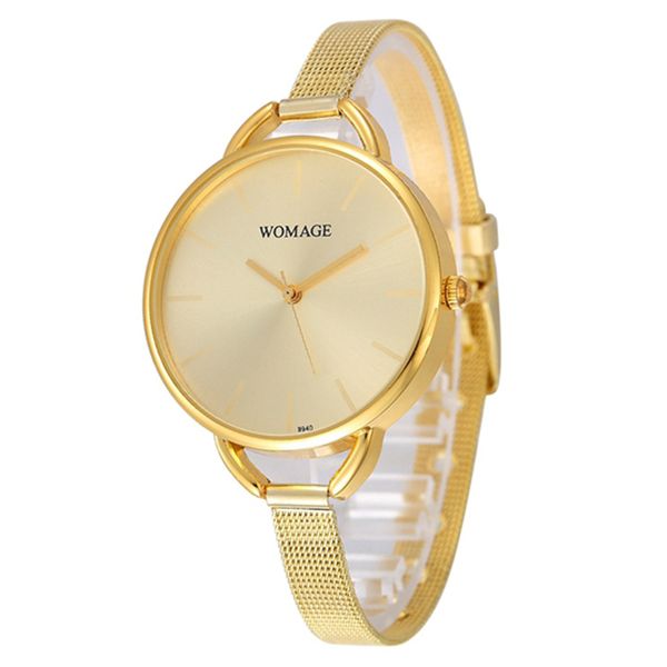 

womage watches womens watches luxury gold women fashion mesh band quartz bracelet woman watch, Slivery;brown