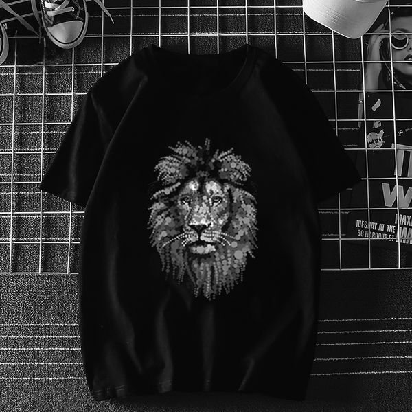 

черный и белый лев женщины майка одежда ulzzang повседневный tshirt harajuku ulzzang футболка мужская женский топ tee streetwear