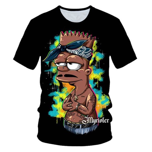 

simpson animation with round collar and in 3d print shirts horror funny comics men clothing