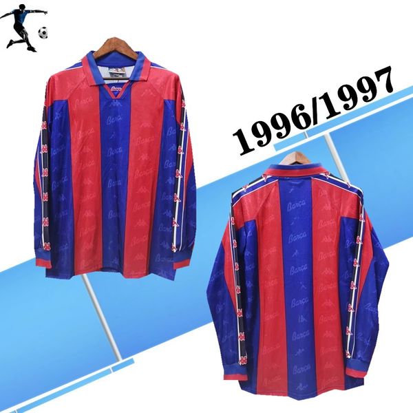 

thai long sleeve 96 97 home ronaldo retro soccer jerseys guardiola football shirt 1996 1997 away stoichkov jersey classic maillot de foot, Black;yellow