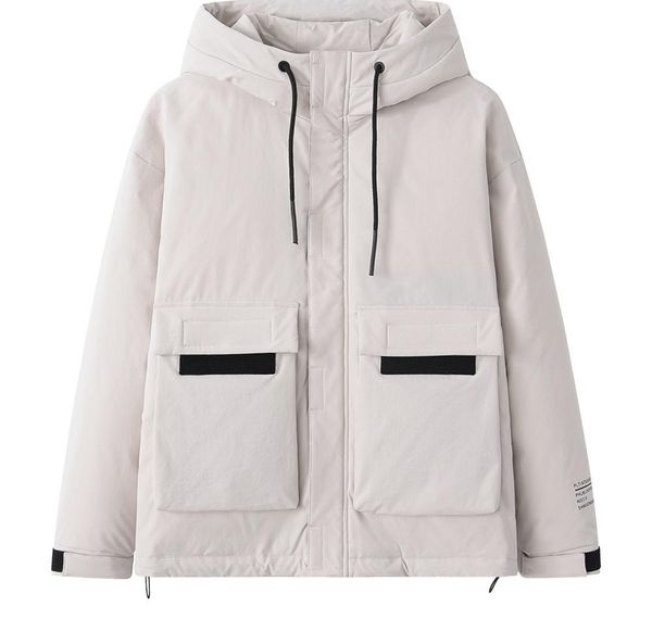 

enjeolon brand 2019 winter jacket men hooded thick white duck down parka coat casual slim pockets down mens overcoat003, Black