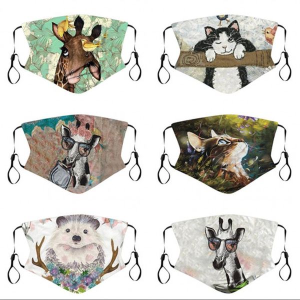 

cats hedgehog mascarilla flower breathable mouth face masks fashion reusable dustproof respirator washable cotton cloth ladies kids 5jy c2