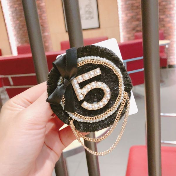 

number 5 pearl bow hairless chain tassel brooch pins broach for women sweater dress vintage famous designer jewelry, Gray