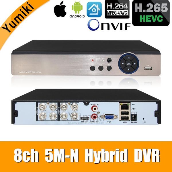 

6 в 1 8ch * 5m-n / 4m-n ahd dvr cctv видеорегистратор 1080n гибридный dvr для аналоговых / ahd / cvi / tvi / ip cameras xmeye p2p с передним, Black;white