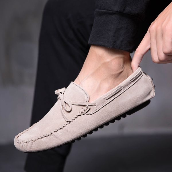 

мужские мокасины замша loafer человек мокасины мужчины повседневная обувь кожа скольжения на обувь летняя мужская квартиры gommino вождения, Black