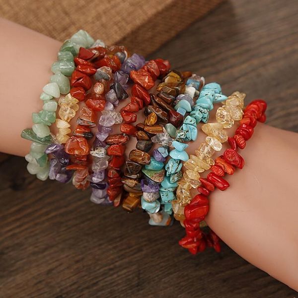 

natural fashion bracelet chakra gemstone mixed bangle 18 chip gemstone natural bracelet stretch lover crystal sodalite healing colors rokia, Black