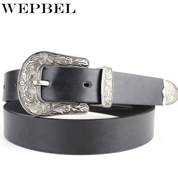 

wepbel faux leather belt women solid metal heart buckle waist belt vintage western carved ladies waistband, Black;brown