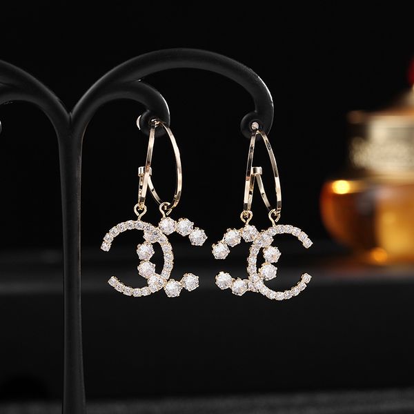 

925 silver letter zircon fashion sense fashion temperament earrings French red earrings