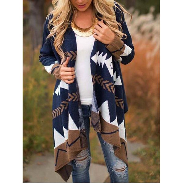

women sweater shawl cardigan long sleeve irregular autumn knits ladies fashion geometric cardigan dropshipping, White