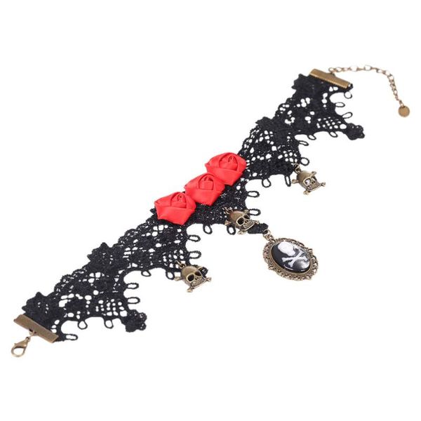 

1 pc stylish retro necklace lace chain handmade accessory neck jewelry for halloween party, Silver