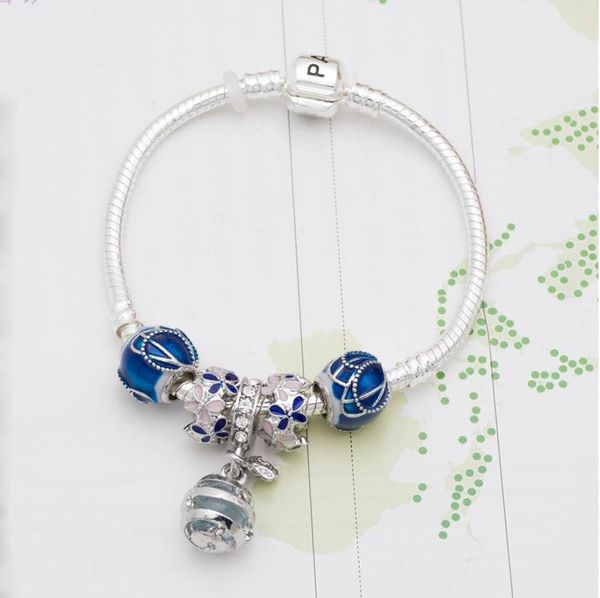 

18cm 925 silver charms fit for european bracelet charm bead accessories diy wedding jewelry with gift box for girl christmas, Black