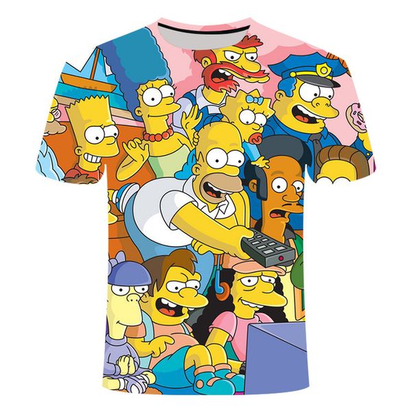 

simpsons animation round collar and summer camiseta 3d print shirts comics plus size comics men clothing