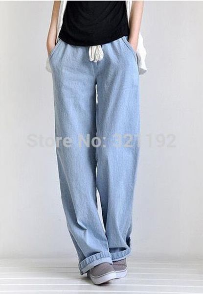 

new arrival women's casual loose plus size female straight jeans, Blue