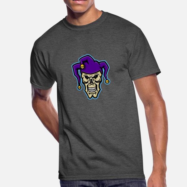 

court jester skull mascot t shirt men character cotton o neck clothes graphic humor summer pattern shirt