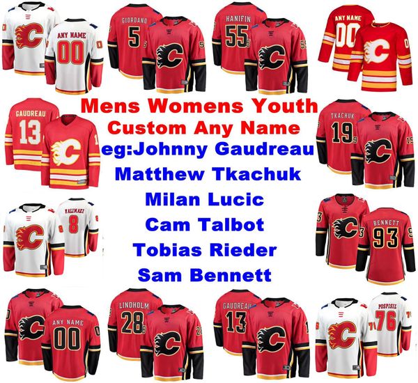 

мужские пользовательские calgary flames трикотажные джонни гудро джерси мэттью ткачук милан лукич cam talbot тобиас ридер хоккей трикотажные, Black;red