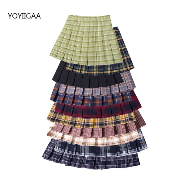 

women pleat skirts 2020 summer sweet women's plaid skirt high waist a-line ladies mini skirts fashion chic girls short skirt, Black