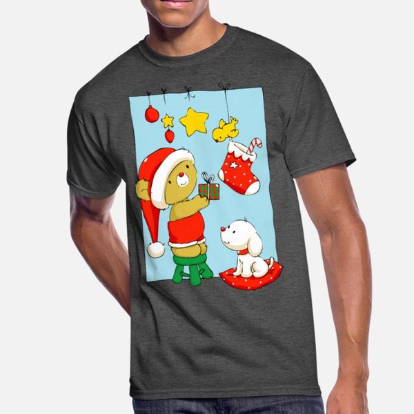 

christmas bear doing christmas decorations t shirt men customize short sleeve plus size 3xl kawaii fit comfortable spring autumn natural