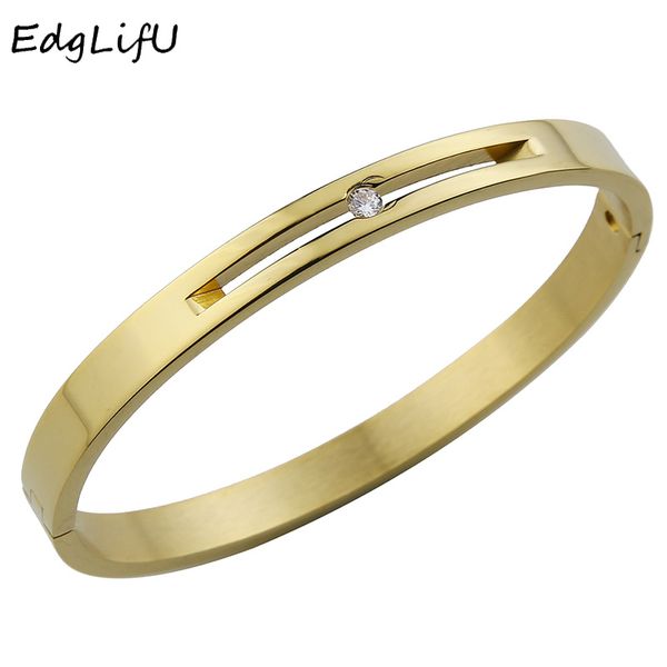

edglifu women bnaglesfashion 4 color bangle brief design stainless steel cuff bang for women and men alliance bracelet rose gold, Black
