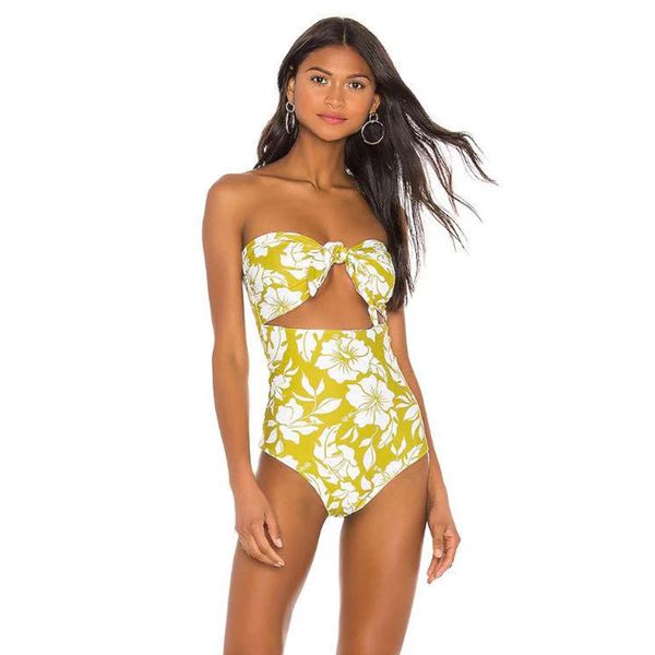 

2020 luxury designer flowers bikinis swimwear one piece swimsuit women off shoulder monokini bodysuit woman swim wear bathing suiits