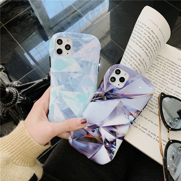 

new simple diamond pattern small waist silicone protective shell case for iphone 11 pro max xs xr 8 7 6 plus tpu anti-fall anti-knock