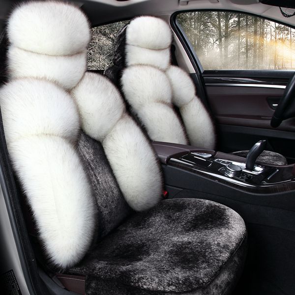 

5 sets winter natural furcar seat covers universal size fine wool cushion
