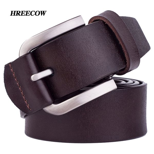 

100% cowhide genuine leather belts for men brand strap male pin buckle fancy vintage jeans cintos hipping, Black;brown